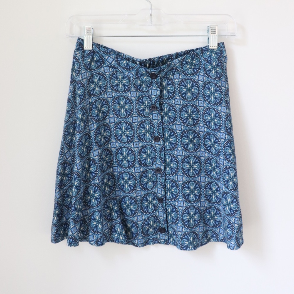 Lush Dark Blue Geometric Patterned Skirt